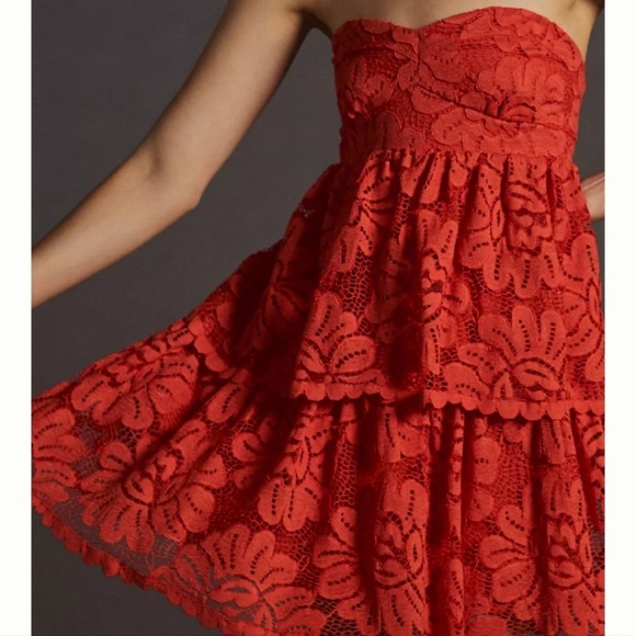 Anthropologie Maeve Strapless Lace Mini Dress Small - Picture 4 of 16